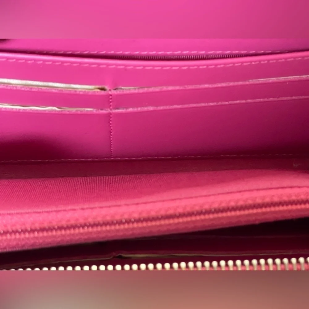 Chanel Pink Caviar Zip Around Quilted Leather Zip Around Long Wallet